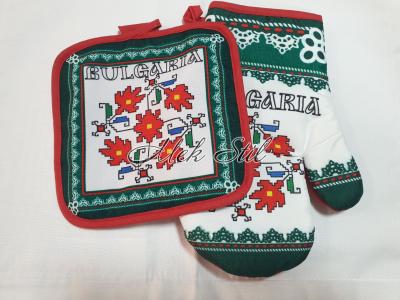 Хавлиени кърпи Сувенирен текстил Комплект ръкавица с ръкохватка  - Зелена България 